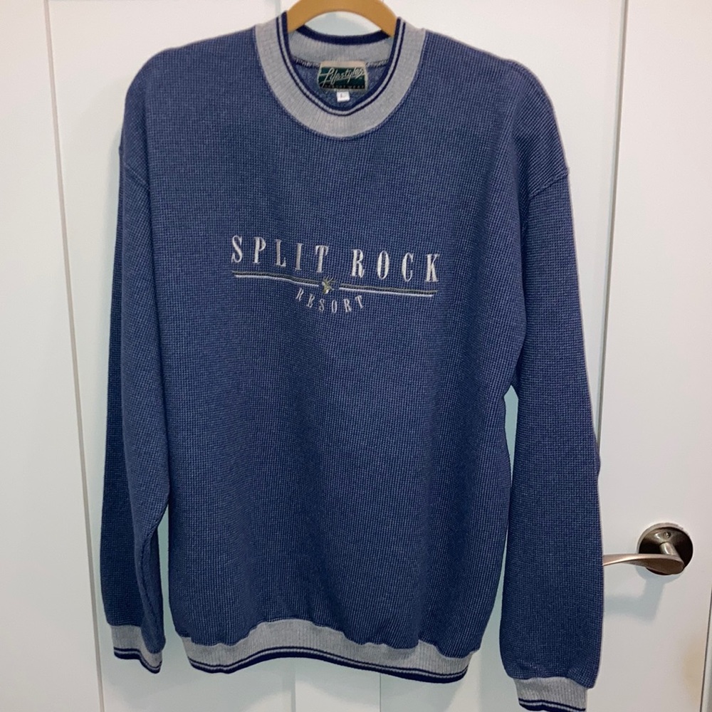 Fleece purple and gray sweater. Lifestyles resort wear.
